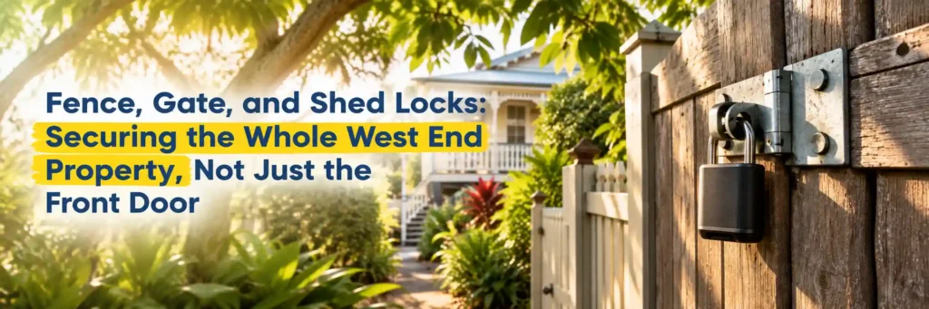 Fence, gate and shed locks securing a West End property
