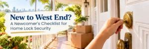 New to West End homeowner checking front door lock security