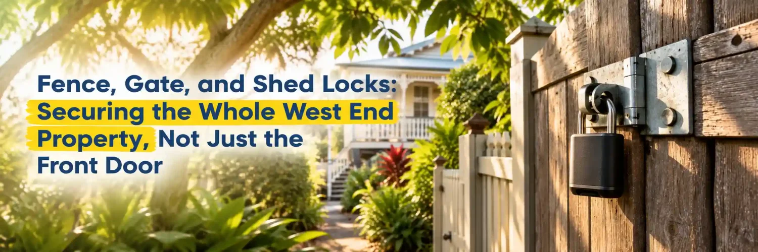 Fence, gate and shed locks securing a West End property